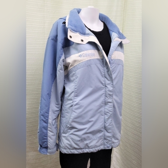 COLUMBIA Winter Shell / Jacket with Hide Away Hood in Blue White (Size L) - Picture 16 of 16